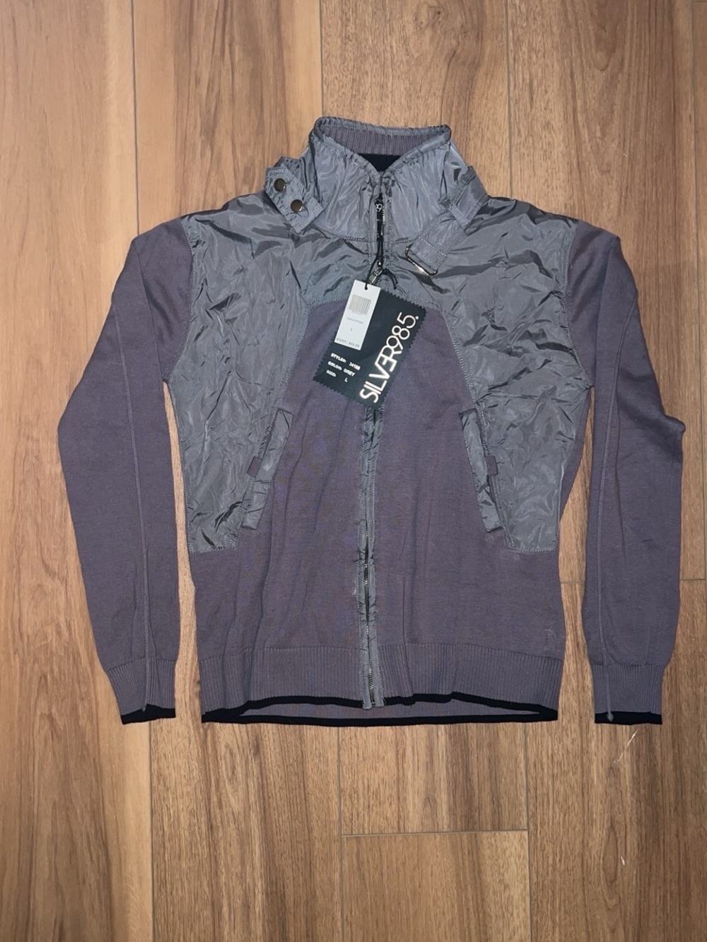 Silver Men's Slate Gray Quilted Yoke Zip Cardigan